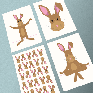 Postkartenset DIN A6 "Hase", 4 Motive