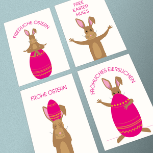 Postkartenset DIN A6 "Osterhase", 4 Motive