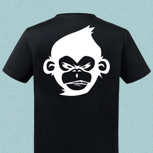 T-Shirt / PoloShirt "Angry Monkey", schwarz, Motiv Weiß